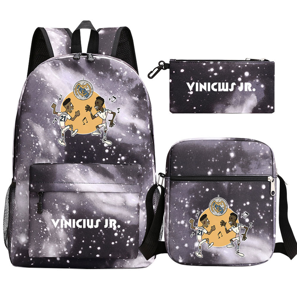 Vinicius Junior Football Player School Backpack Shoulder Bag Pencil Bags 3pcs Set