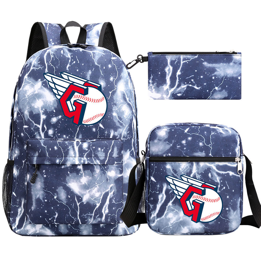 Cleveland Guardians Baseball School Backpack Shoulder Bag Pencil Bags 3pcs Set