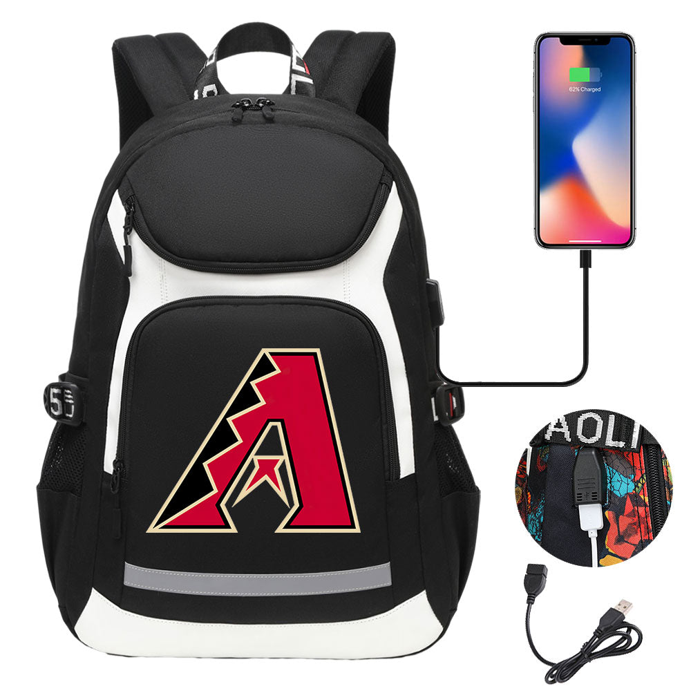 Arizona Diamondbacks Backpack School Notebook Travel Bags With USB