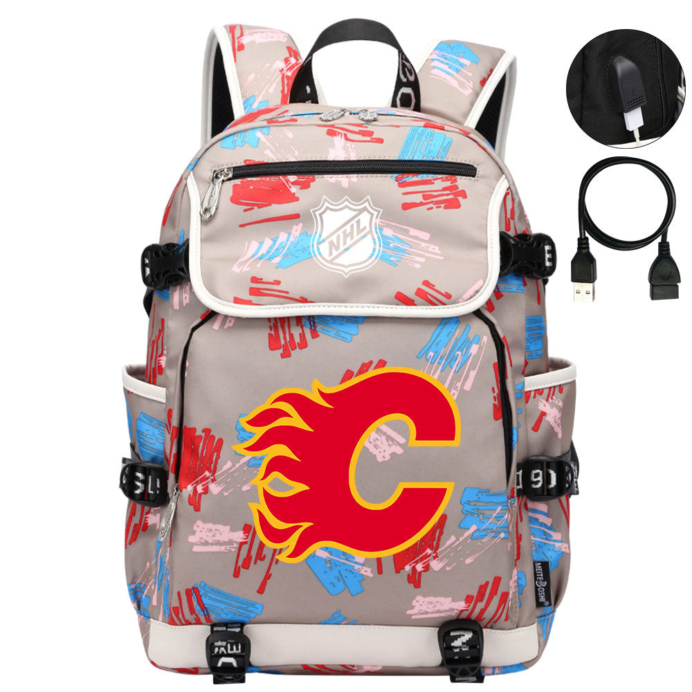 Calgary Flames Hockey League Backpack School Notebook Travel Bag