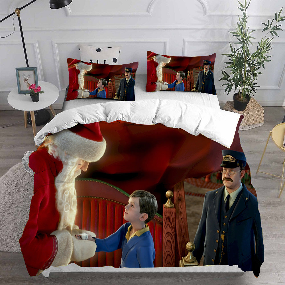 The Polar Express Cosplay Bedding Set Duvet Cover Pillowcases Halloween Home Decor