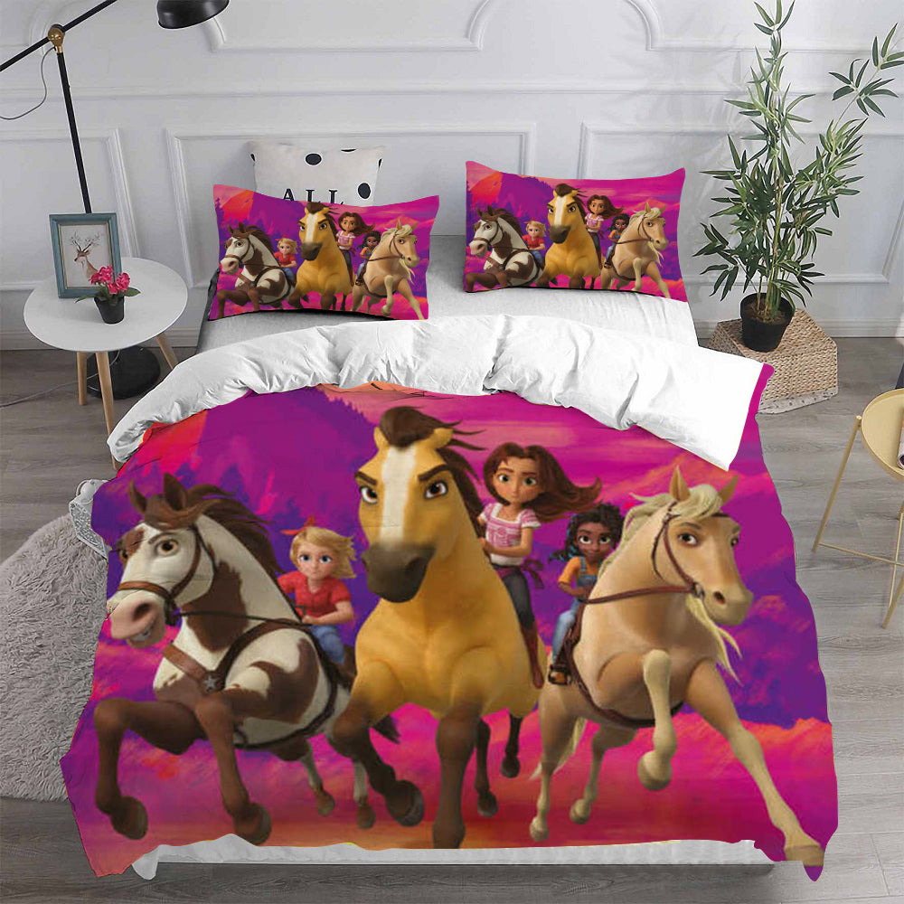 Spirit Untamed Cosplay Bedding Set Duvet Cover Pillowcases Halloween Home Decor