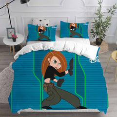 Kim Possible Cosplay Bedding Set Duvet Cover Pillowcases Halloween Home Decor
