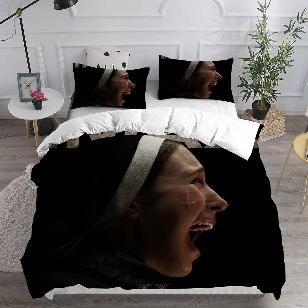 The Nun 2 Cosplay Bedding Set Duvet Cover Pillowcases Halloween Home Decor