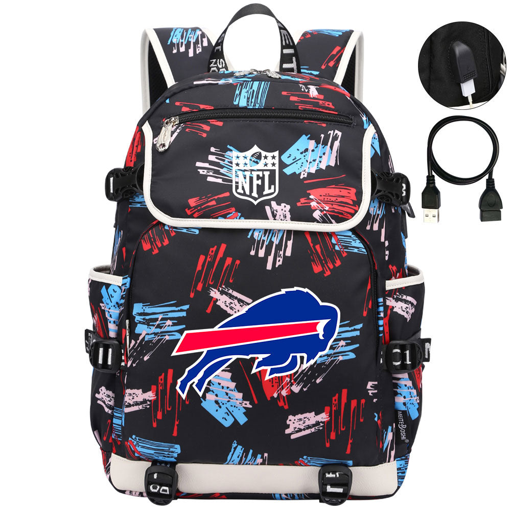 Buffalo Bills Football Team Rugby Backpack School Notebook Travel Bag