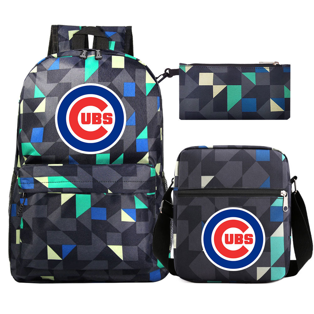 Chicago Cubs Baseball School Backpack Shoulder Bag Pencil Bags 3pcs Set