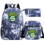 Seattle SuperSonics Basketball School Backpack Shoulder Bag Pencil Bags 3pcs Set