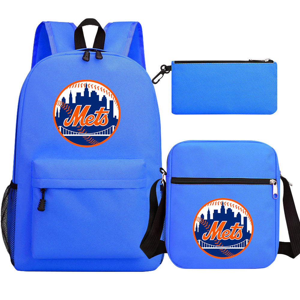 New York Mets Baseball School Backpack Shoulder Bag Pencil Bags 3pcs Set