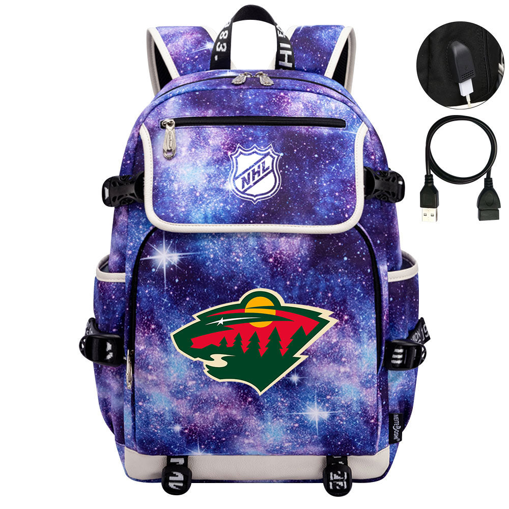 Minnesota Wild Hockey League Backpack School Notebook Travel Bag