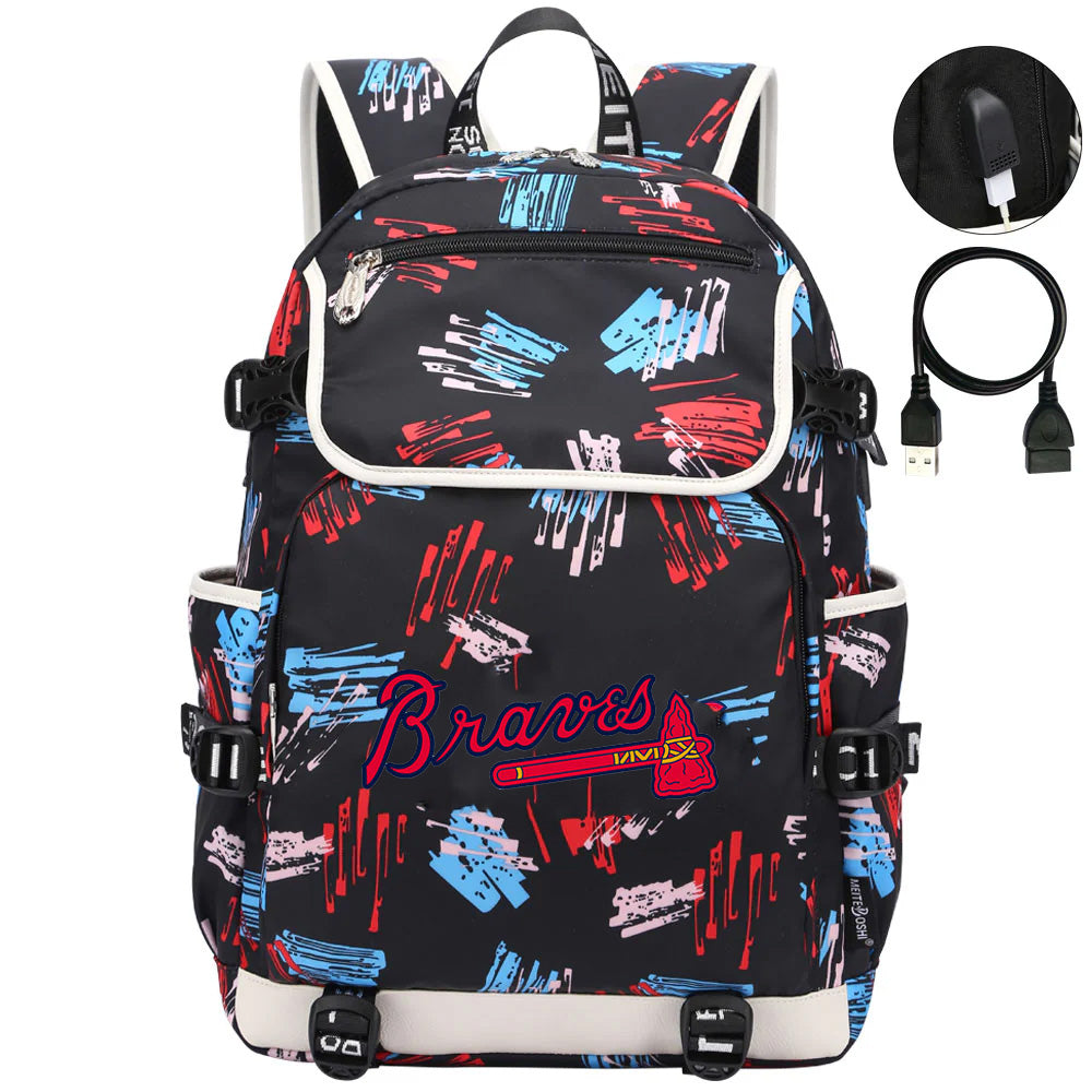 Atlanta Braves Backpack School Notebook Travel Bags