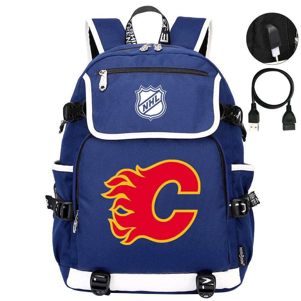 Calgary Flames Hockey League Backpack School Notebook Travel Bag