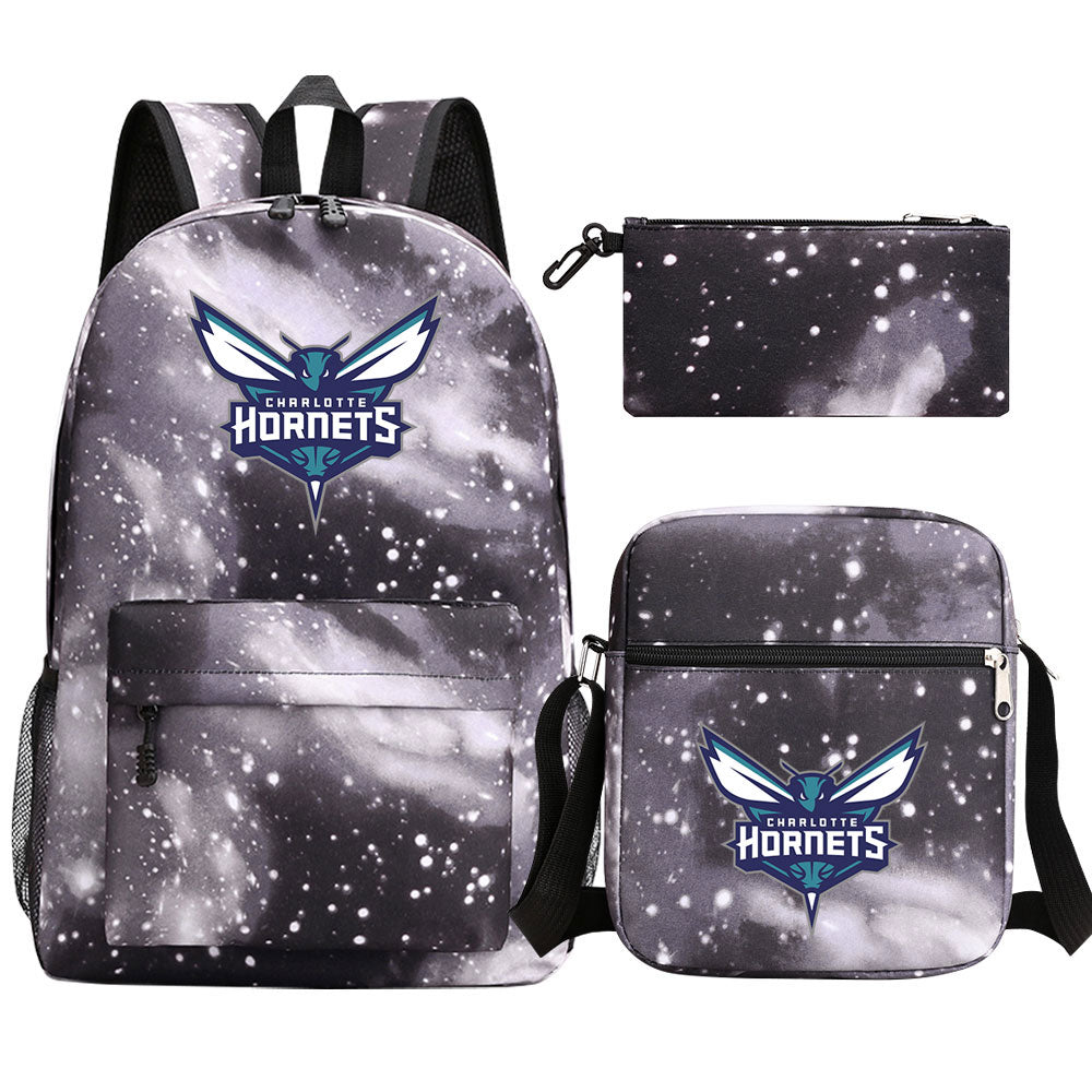 Charlotte Hornets Basketball School Backpack Shoulder Bag Pencil Bags 3pcs Set