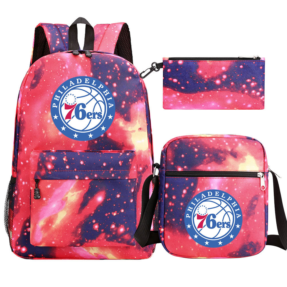 Philadelphia 76ers Basketball School Backpack Shoulder Bag Pencil Bags 3pcs Set