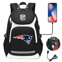 New England Patriots Football Rugby Backpack School Notebook Travel Bags With USB