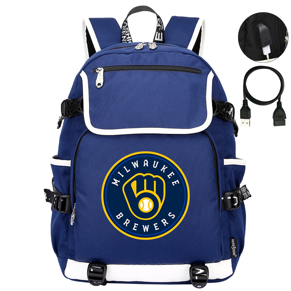 Milwaukee Brewers Backpack School Notebook Travel Bags