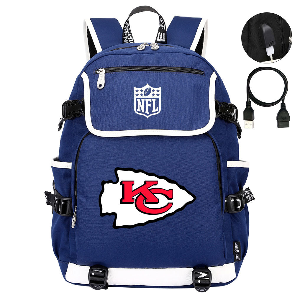 Kansas City Chiefs Football Rugby Backpack School Notebook Travel Bags
