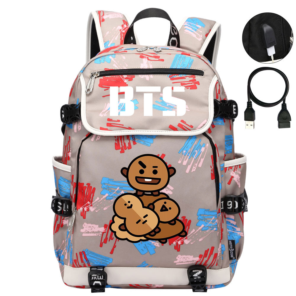 BTS Shooky Backpack School Notebook Travel Bags