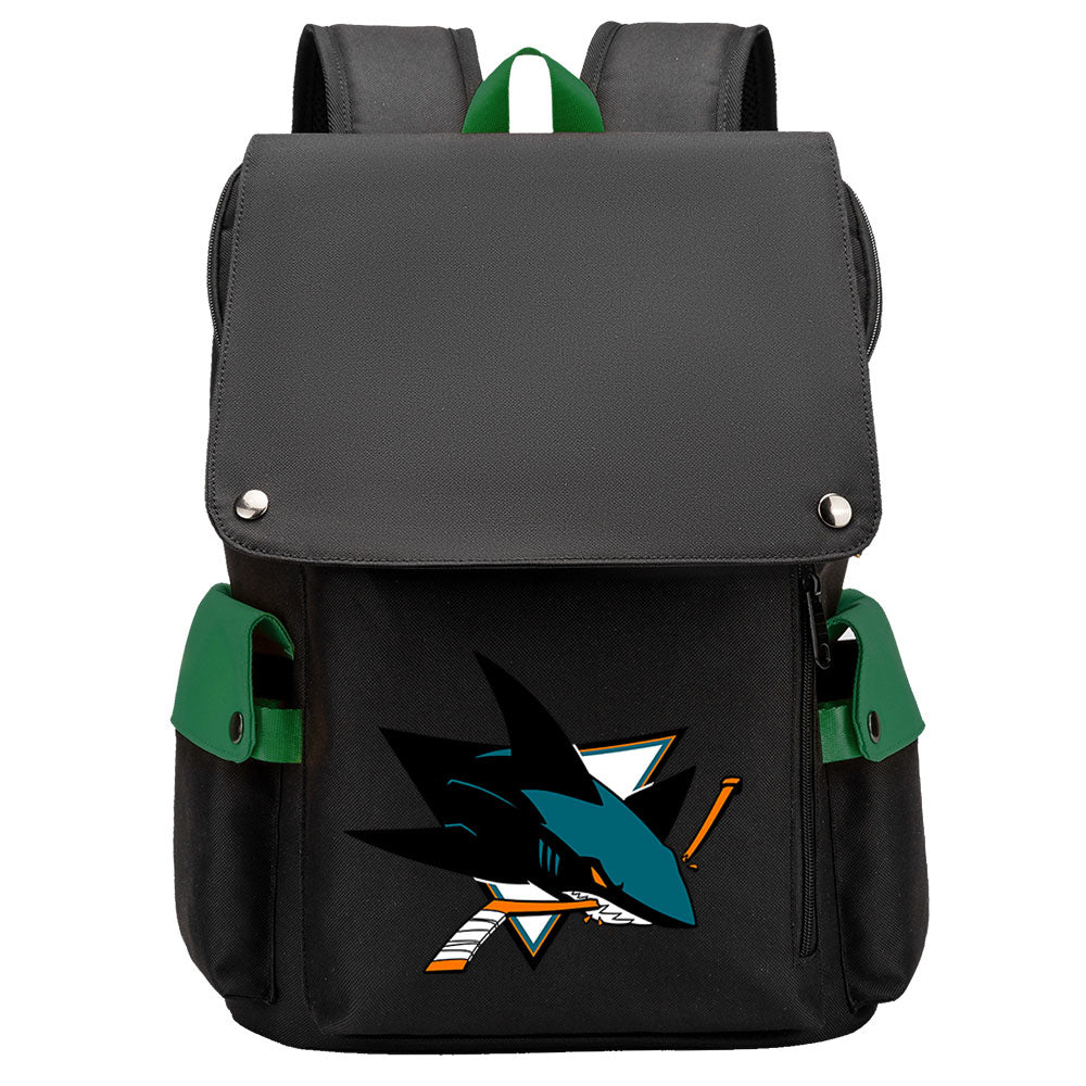 San Jose Sharks Hockey Team School Backpack Oxford Laptop Bag