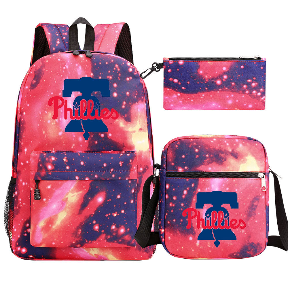 Philadelphia Phillies Baseball School Backpack Shoulder Bag Pencil Bags 3pcs Set
