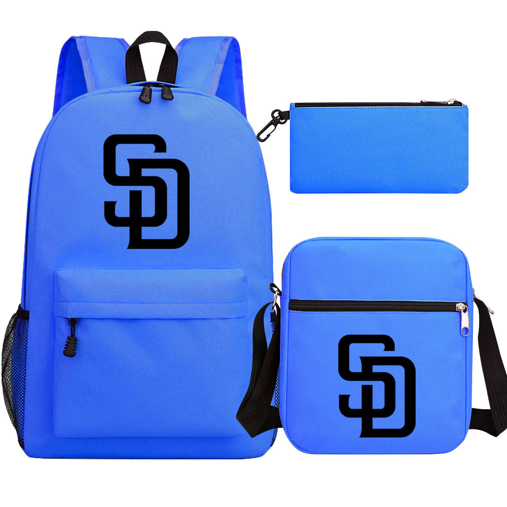 San Diego Padres Baseball School Backpack Shoulder Bag Pencil Bags 3pcs Set