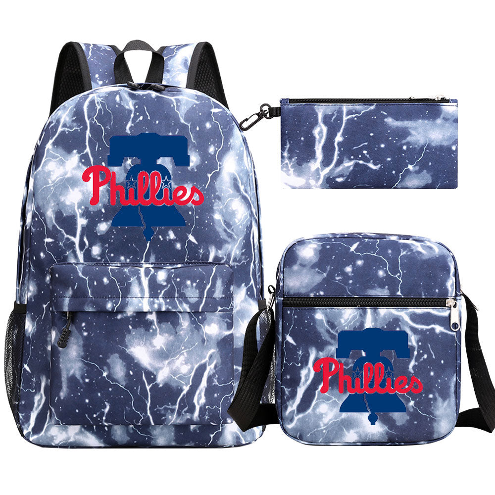 Philadelphia Phillies Baseball School Backpack Shoulder Bag Pencil Bags 3pcs Set