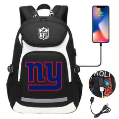 New York Giants Football Rugby Backpack School Notebook Travel Bags With USB