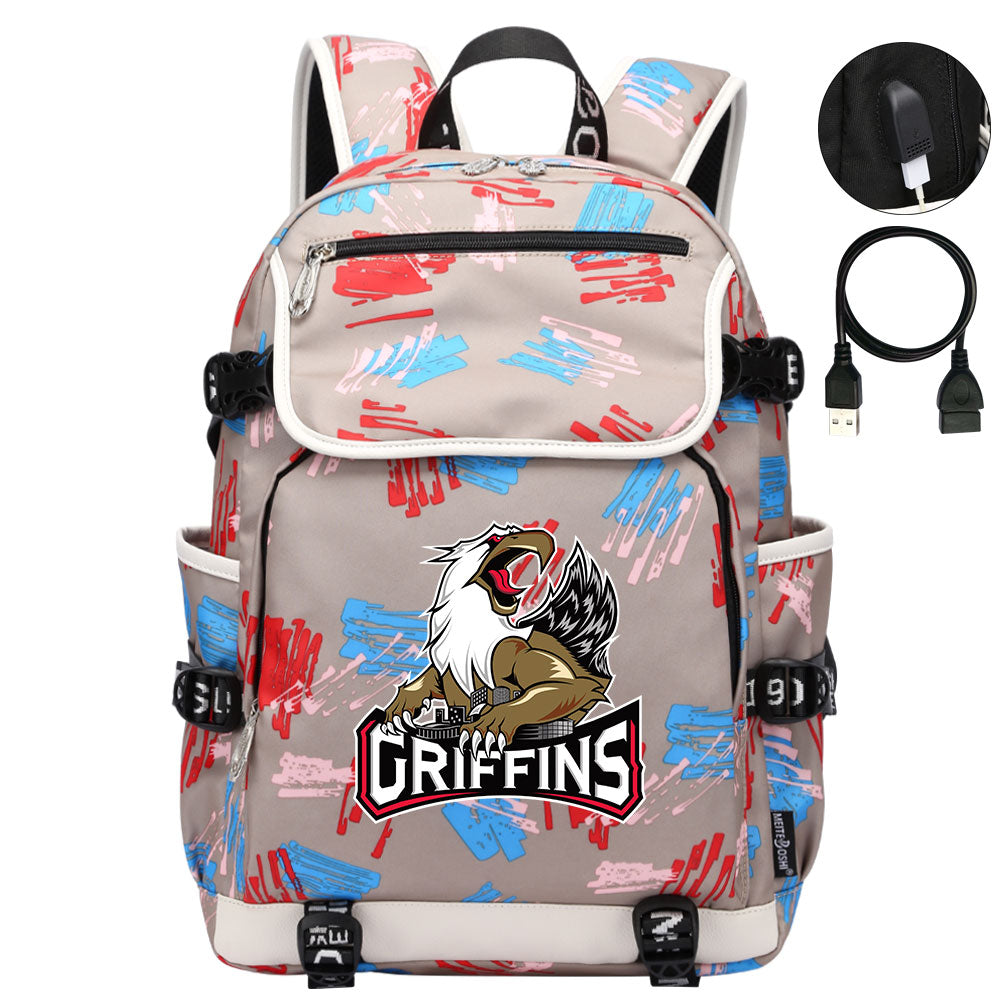 Grand Rapids Griffins Hockey League Backpack School Notebook Travel Bag