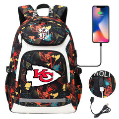 Kansas City Chiefs Football Rugby Backpack School Notebook Travel Bags With USB