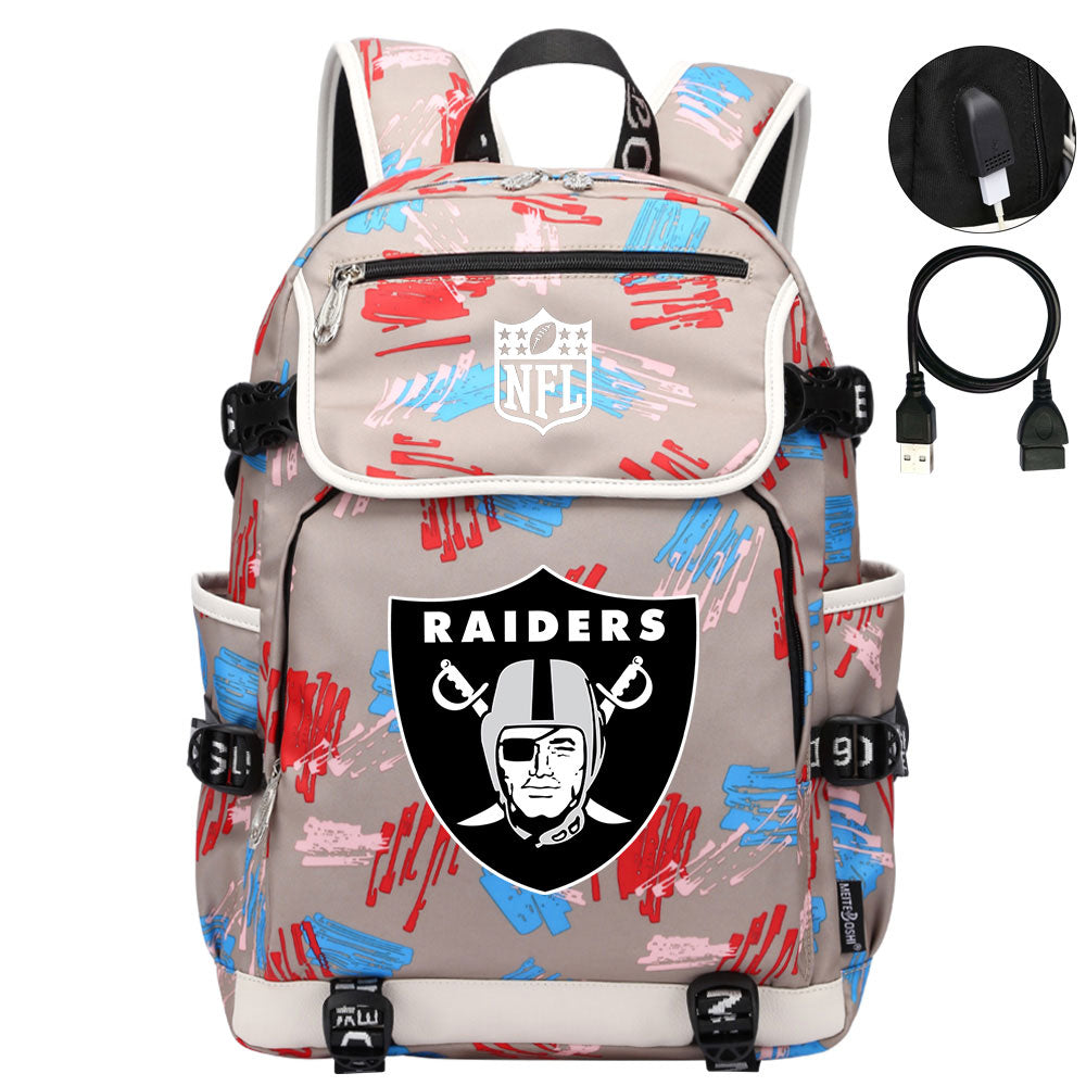 Oakland Raiders Football Rugby Backpack School Notebook Travel Bags