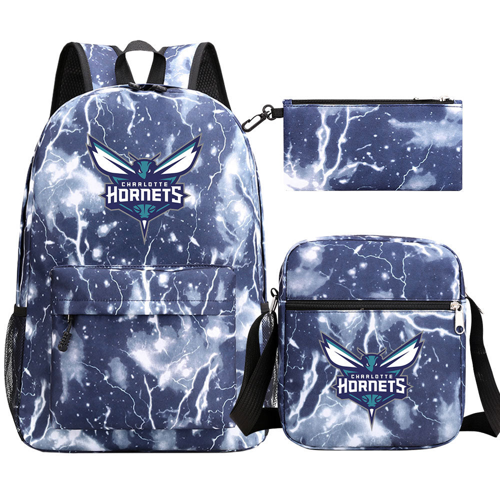 Charlotte Hornets Basketball School Backpack Shoulder Bag Pencil Bags 3pcs Set