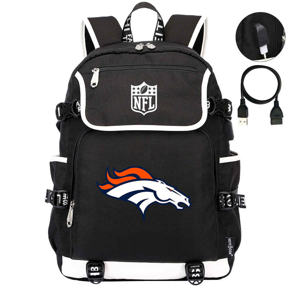 Denver Broncos Football Team Rugby Backpack School Notebook Travel Bag