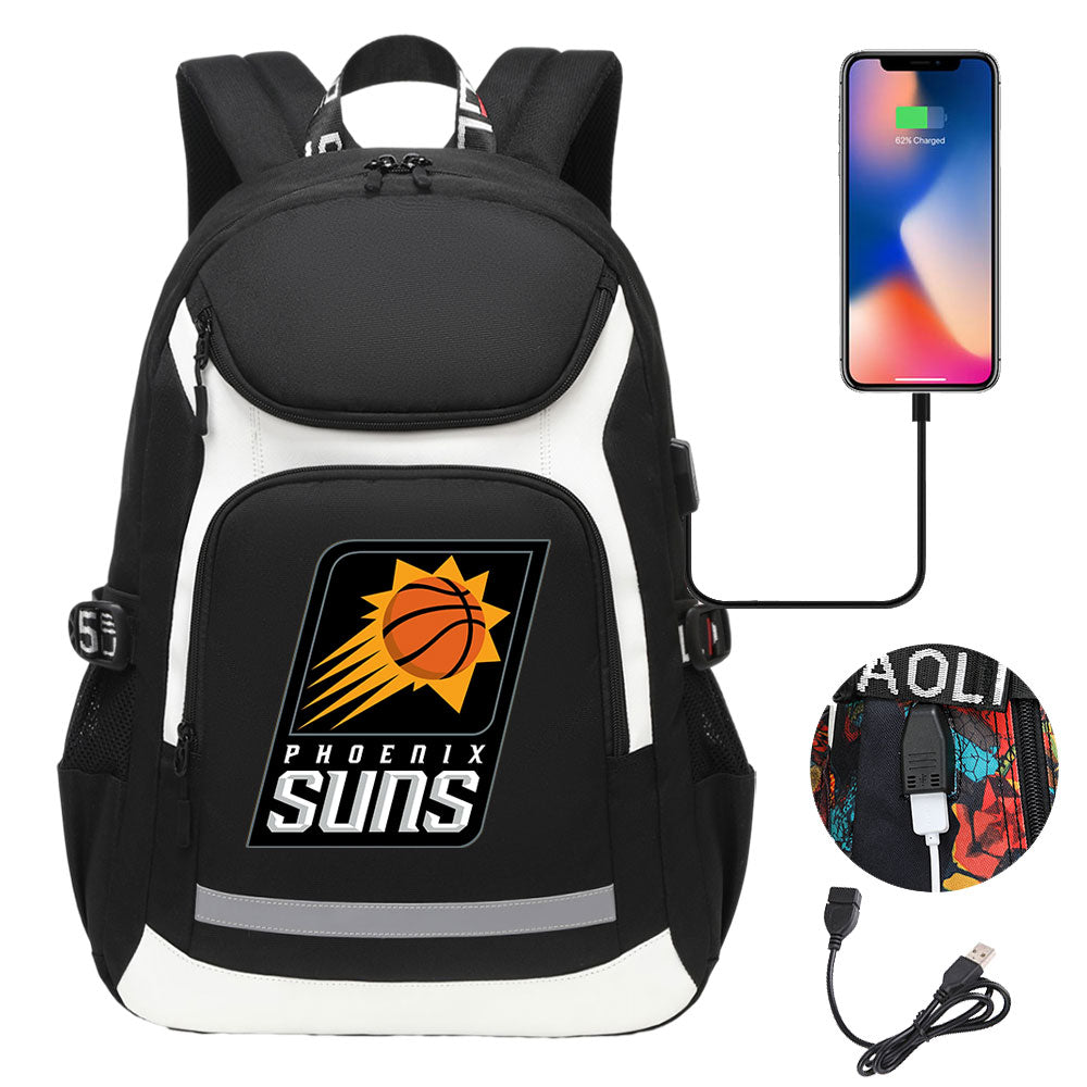 Phoenix Suns Backpack School Notebook Travel Bags With USB