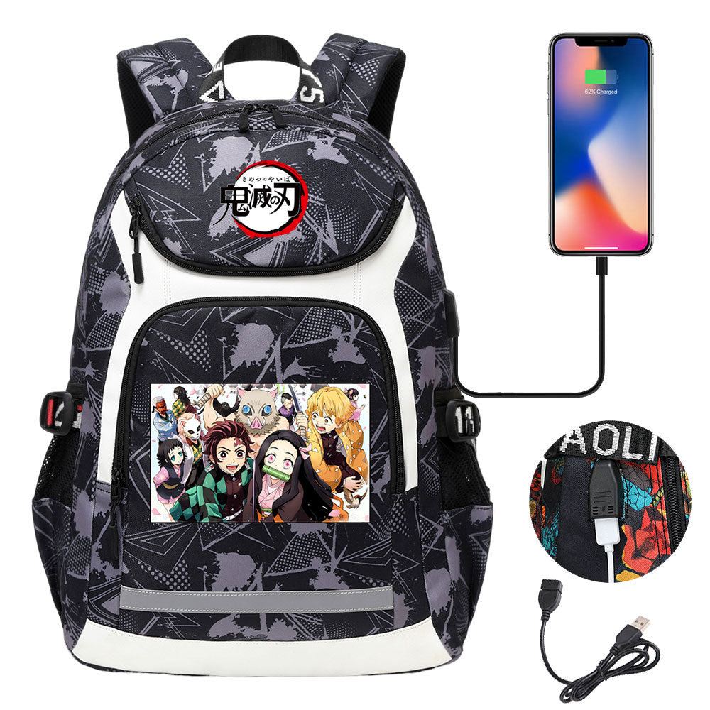 Demon Slayer Kimetsu No Yaiba Backpack School Notebook Travel Bags With USB
