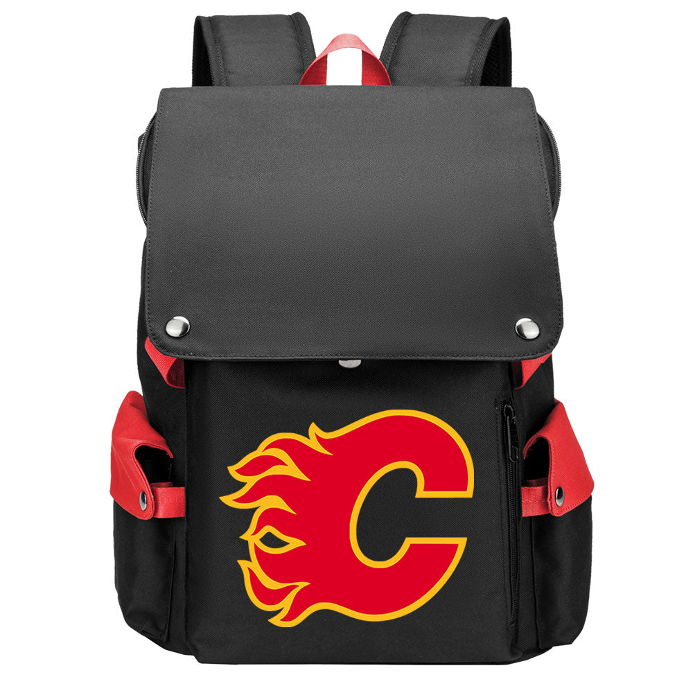 Calgary Flames Hockey Team School Backpack Oxford Laptop Bag