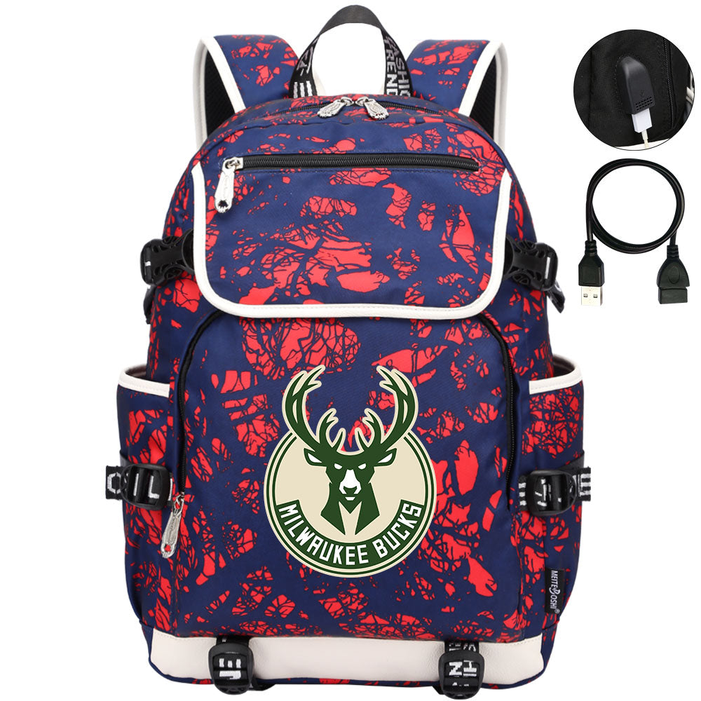 Milwaukee Bucks Backpack School Notebook Travel Bags