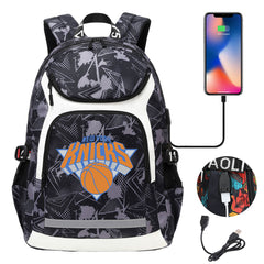 New York Knicks Backpack School Notebook Travel Bags With USB