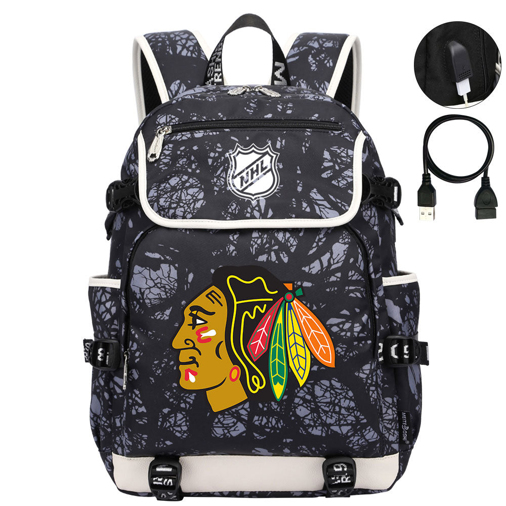 Chicago Blackhawks Hockey League Backpack School Notebook Travel Bag