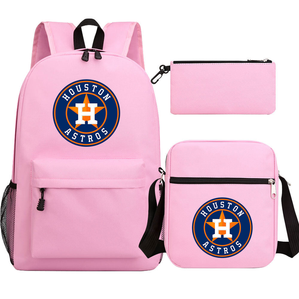 Houston Astros Baseball School Backpack Shoulder Bag Pencil Bags 3pcs Set