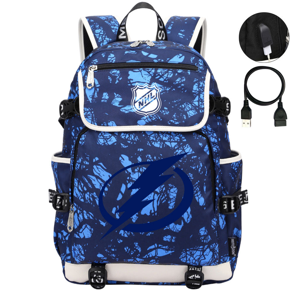 Tampa Bay Lightning Hockey League Backpack School Notebook Travel Bag