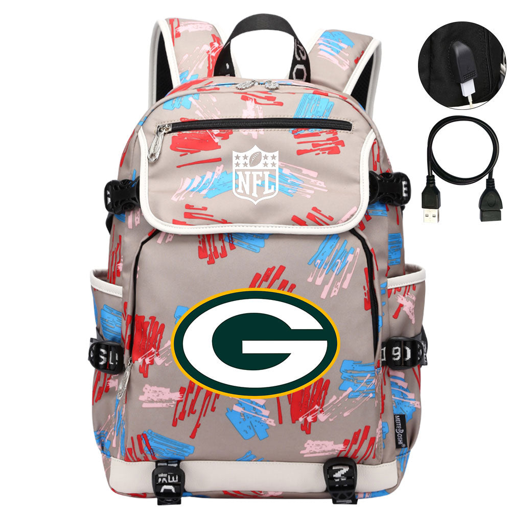 Green Bay Packers Football Team Rugby Backpack School Notebook Travel Bag