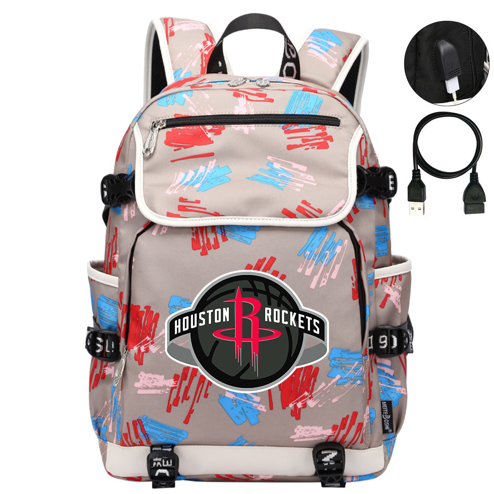 Houston Rockets Backpack School Notebook Travel Bags