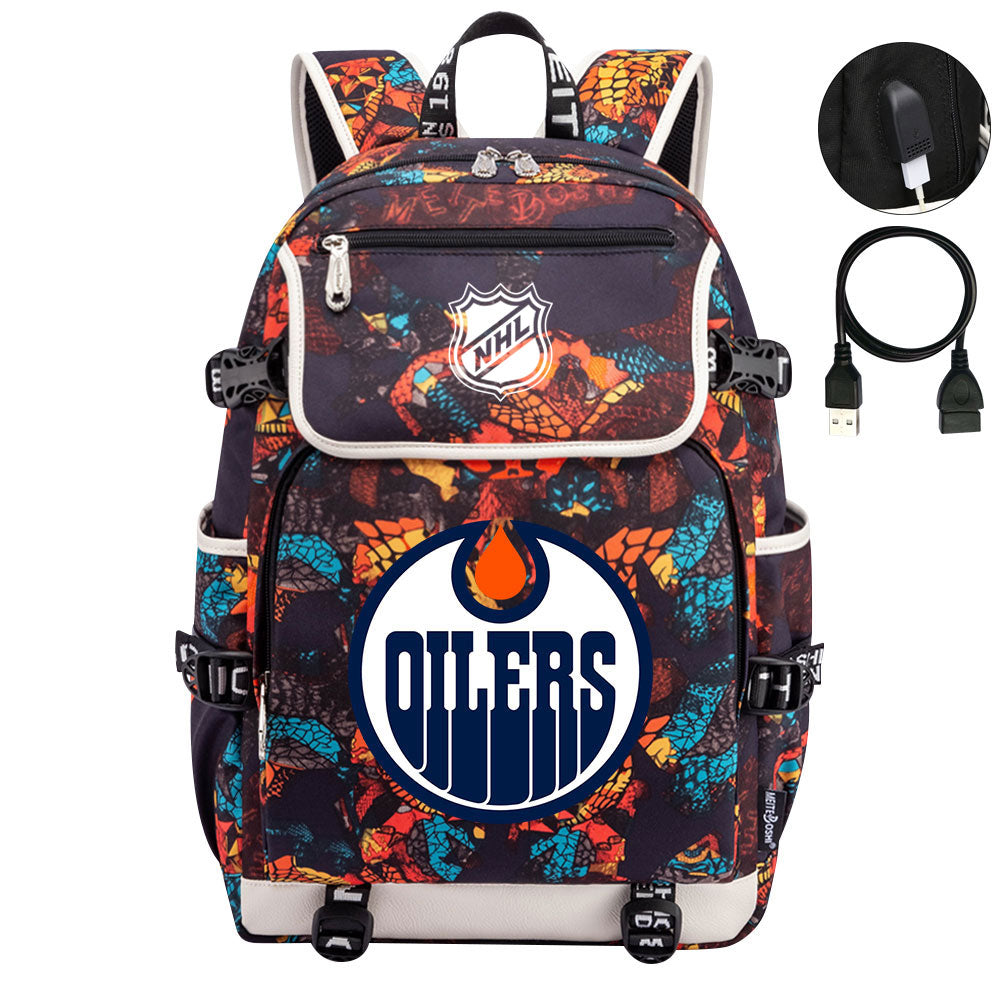 Edmonton Oilers Hockey League Backpack School Notebook Travel Bag