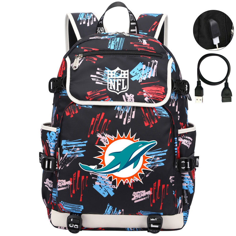 Miami Dolphins Football Rugby Backpack School Notebook Travel Bags