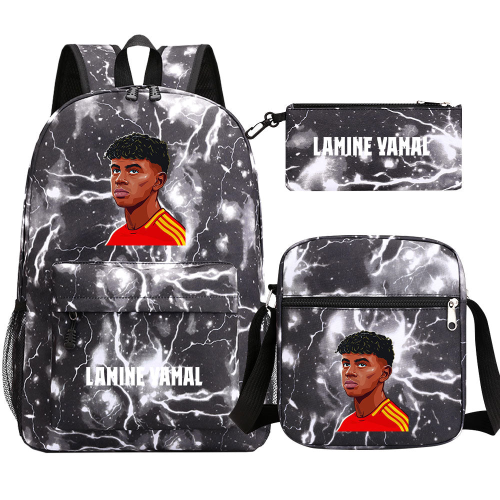 Lamine Yamal Football Player School Backpack Shoulder Bag Pencil Bags 3pcs Set