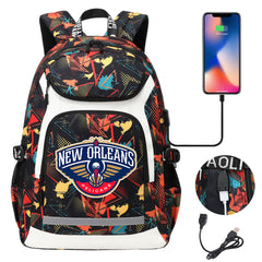 New Orleans Pelicans Backpack School Notebook Travel Bags With USB