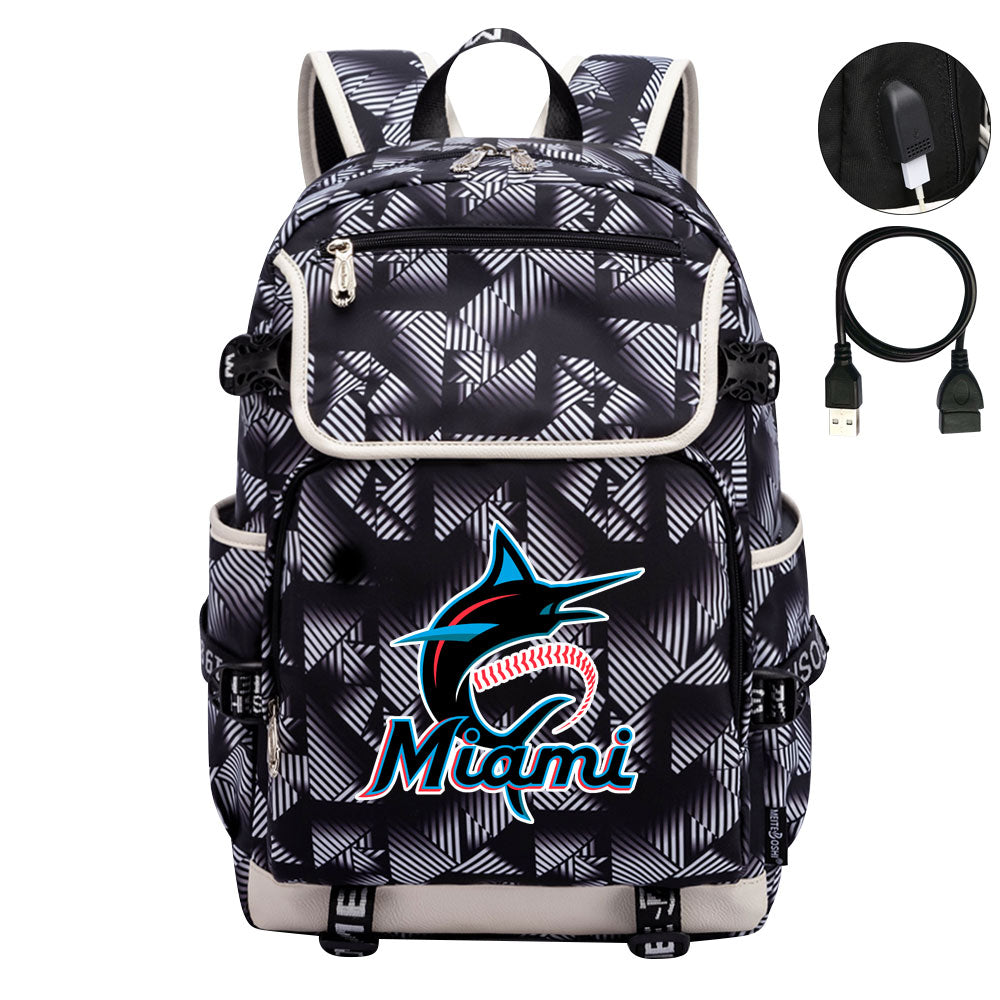 Miami Marlins Backpack School Notebook Travel Bags