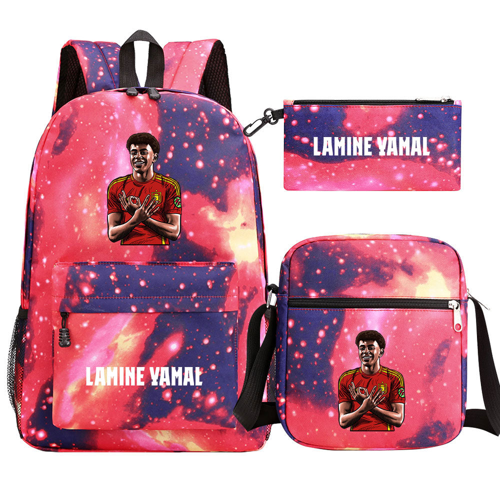 Lamine Yamal Football Player School Backpack Shoulder Bag Pencil Bags 3pcs Set