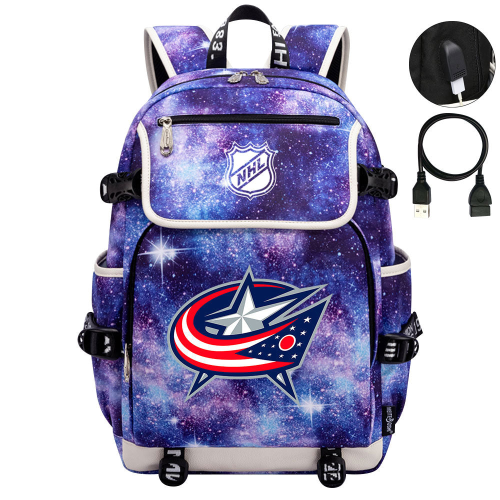 Columbus Blue Jackets Hockey League Backpack School Notebook Travel Bag
