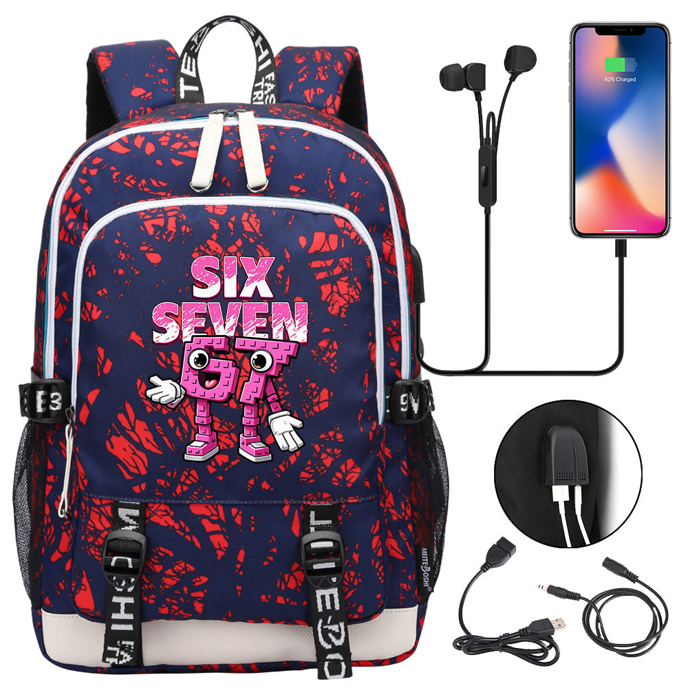 Steal a Brainrot 67 USB Charging Backpack School Note Book Laptop Travel Bags