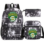 Seattle SuperSonics Basketball School Backpack Shoulder Bag Pencil Bags 3pcs Set